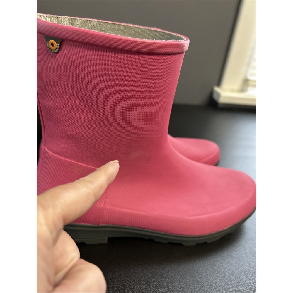 Bogs Holly Jr Girls 6 Mid Rain Boots Pink Round Toe Pull On Waterproof School - Picture 6 of 16